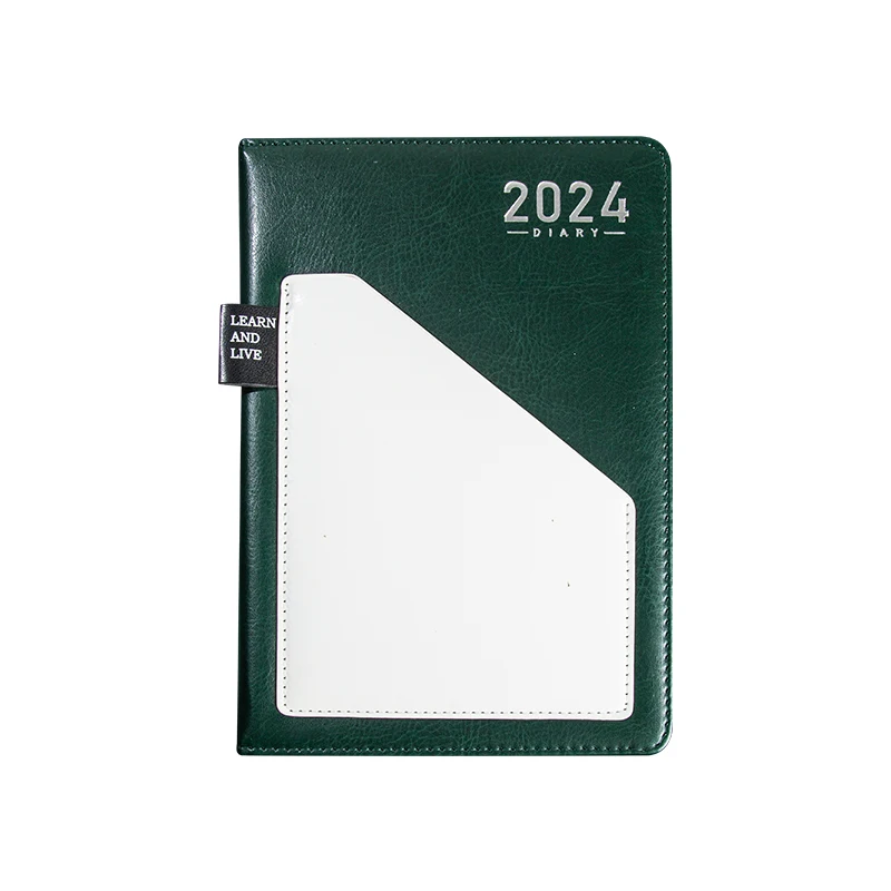 HongShun a5 English Spanish inside page pu leather daily agenda planner 2024 with pocket