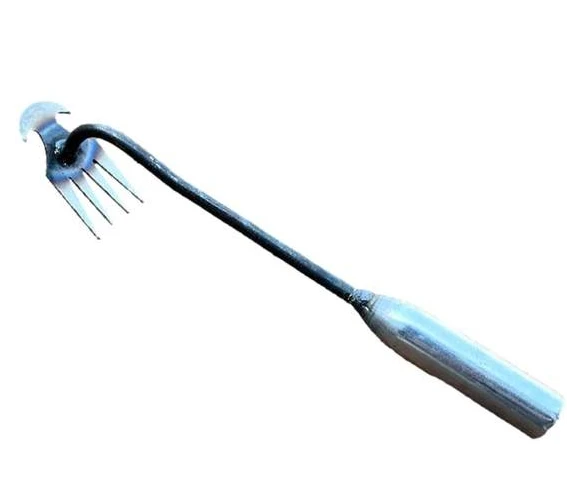 Garden Weeding Artifact Uprooting Weeding Tool Steel Weed Puller 4 Teeth Dual Purpose Weeder Hand Remover Tool