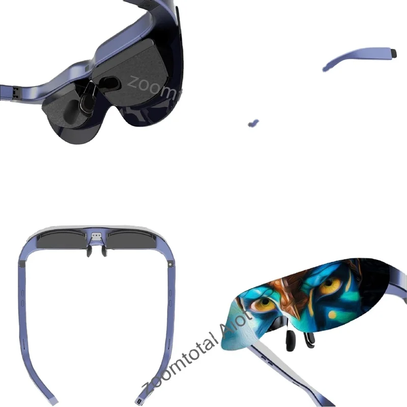 support 0-600 degrees myopia 75g plug in and play Micro-LED Pocket AR Glasses switch 3D MAX with one click  VRG 3D dual speaker