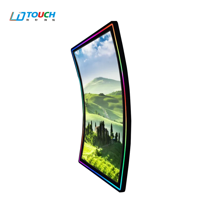 LD touch 55 inch 43 inch p-cap 4K Curved display touch screen monitor with LED lights  3M protocol for  Bally