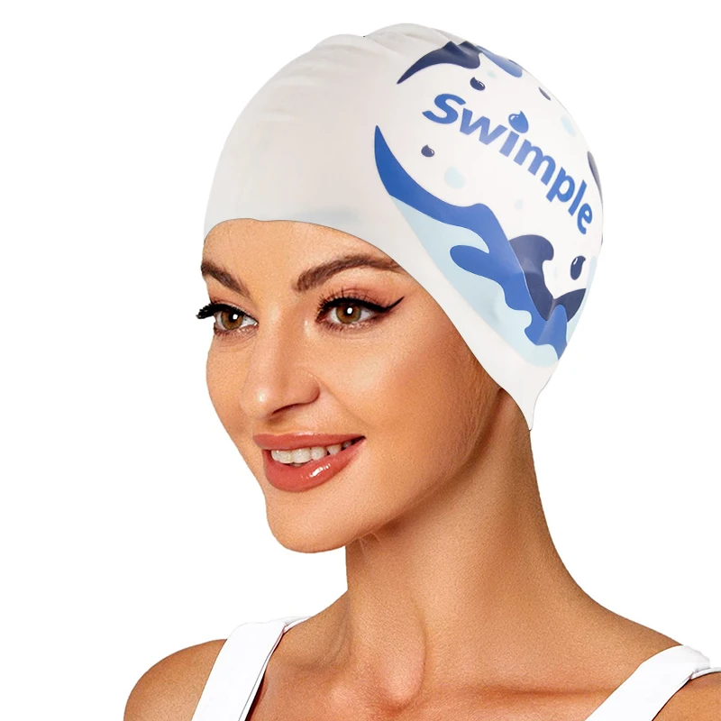 Hot Selling 100% Environmental Silicone Custom Logo Swimming Caps for Women Color Fading Resistant Silicone Swimming Caps
