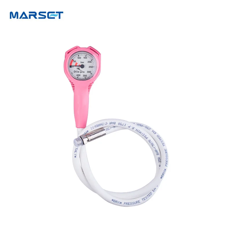 SPG Black Frame and White Face Single gauge  for  Diving with Black High Pressure Hose