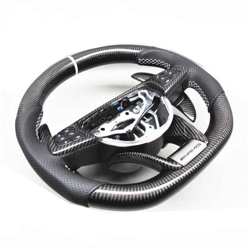 AUTO RACING CAR STEERING WHEEL CARBON FIBER  FOR Mercedes-Benz AMG  C43 C63 CLA45 C63S A45 STEERING WHEEL 2015-2018