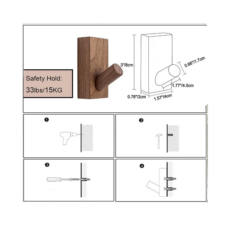 Best selling modern wall mount handcrafted durable natural ash wood wall hook hanging clothes