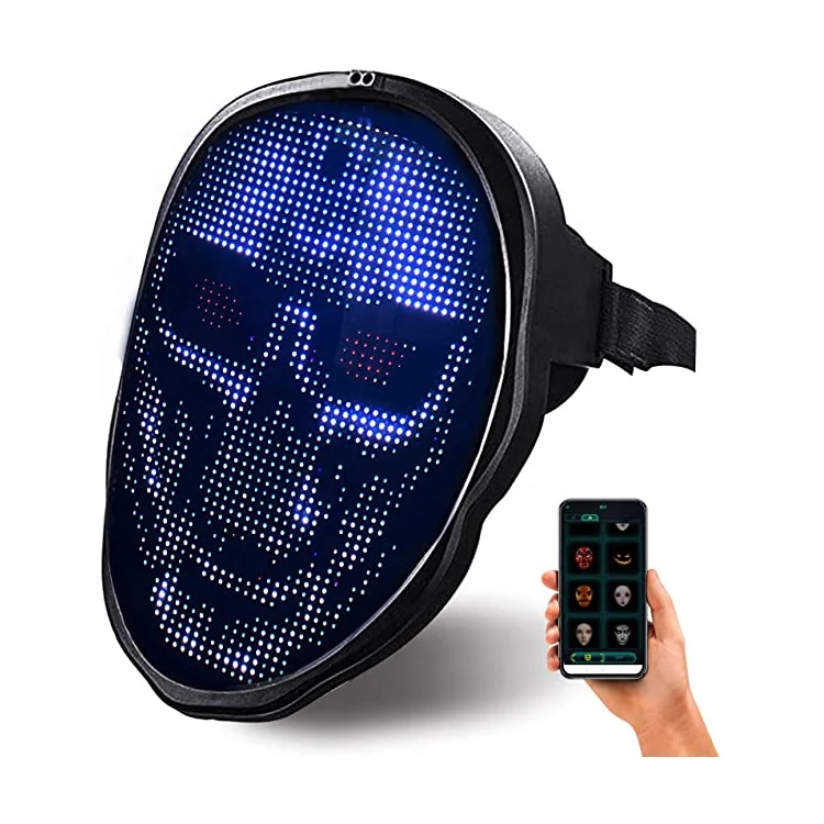 Светодиодная маска с Bluetooth-программируемая светодиодная для лица детей и взрослых костюм косплея Хэллоуина рождественской вечеринки