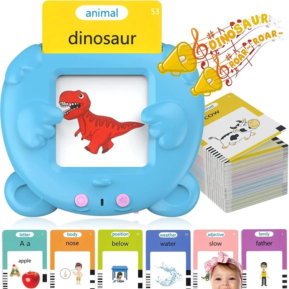 Kid Learning Educational Preschool Words Animals Electronic Audible Flash Cards Reader Speech Machine