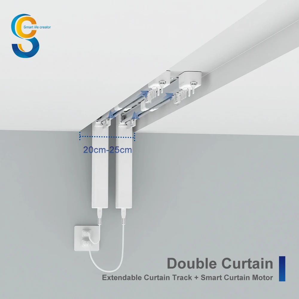 Flexible Ceiling Mount Room Divider 1.2-4.5m Smart Telescopic Motorized Simple Curtain Rod With Track