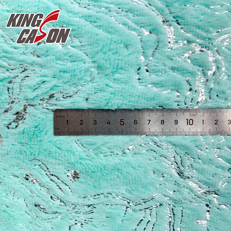 KINGCASON Chinese Manufacturer Anti-Wrinkle one-sided Stamping Hot Silver 100 polyester PV Fleece Fabric For Blanket