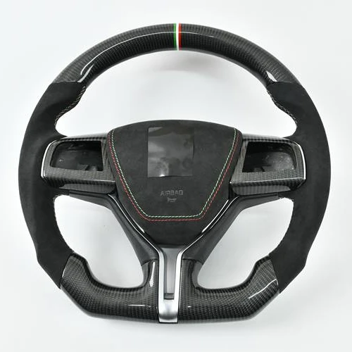YTcarbon  for Ghibli Custom steering wheel Real 3K Carbon Fiber Steering Wheel