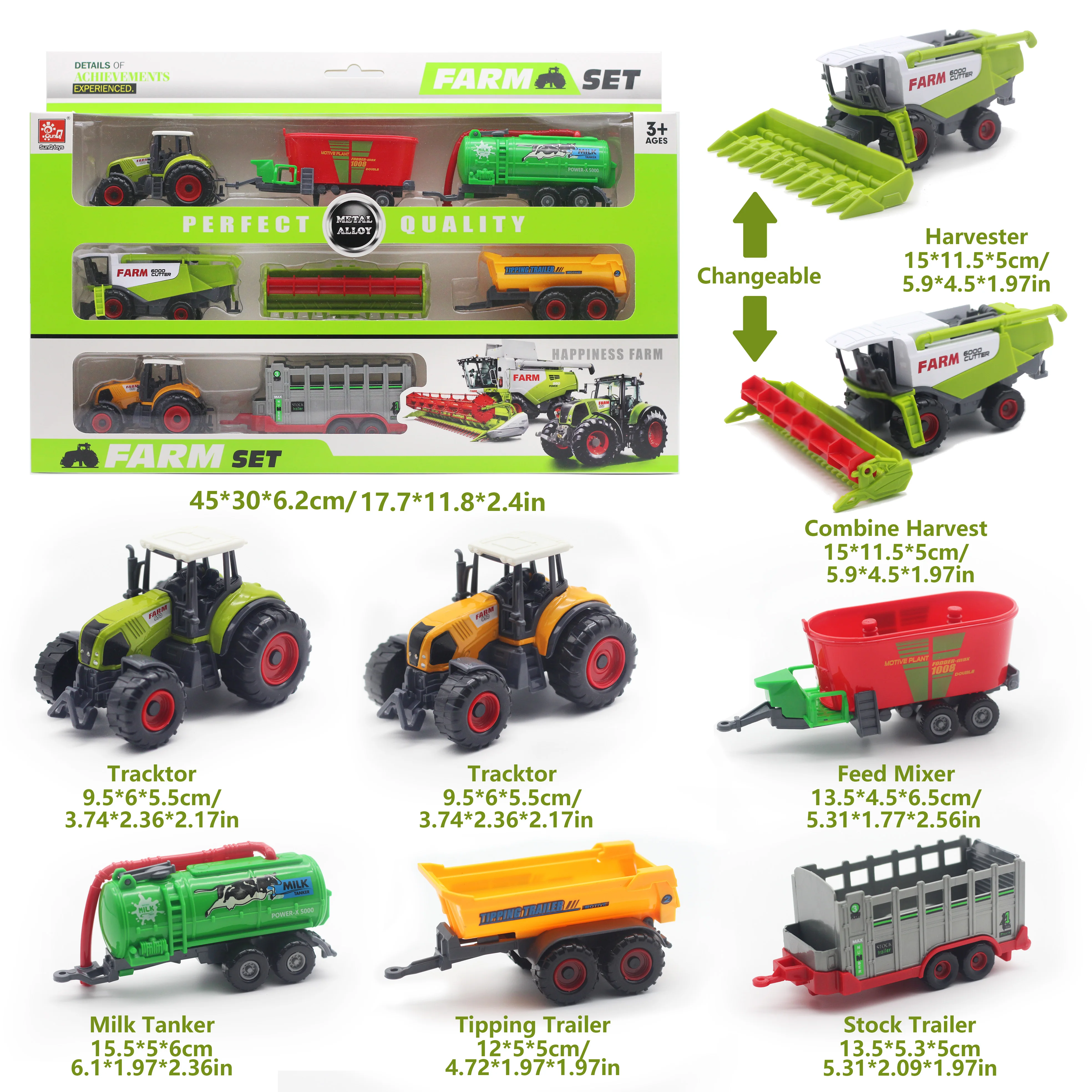 Customized 1/50 Die Cast Farming Tractor Toy Plastic Mini Tractor Farmer Car Alloy Car Metal Vehicle Agriculture Planter