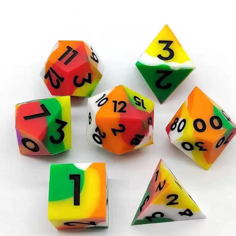 High quality new model custom colorful game silicone dice