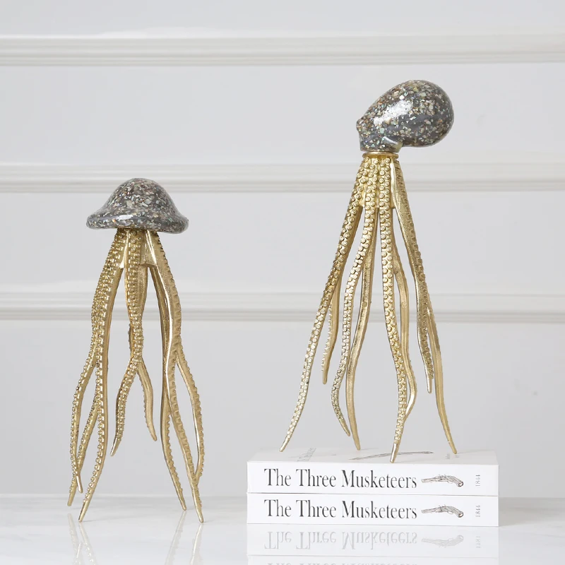 Nordic decoration home art craft resin interior shell octopus pieces for decoration