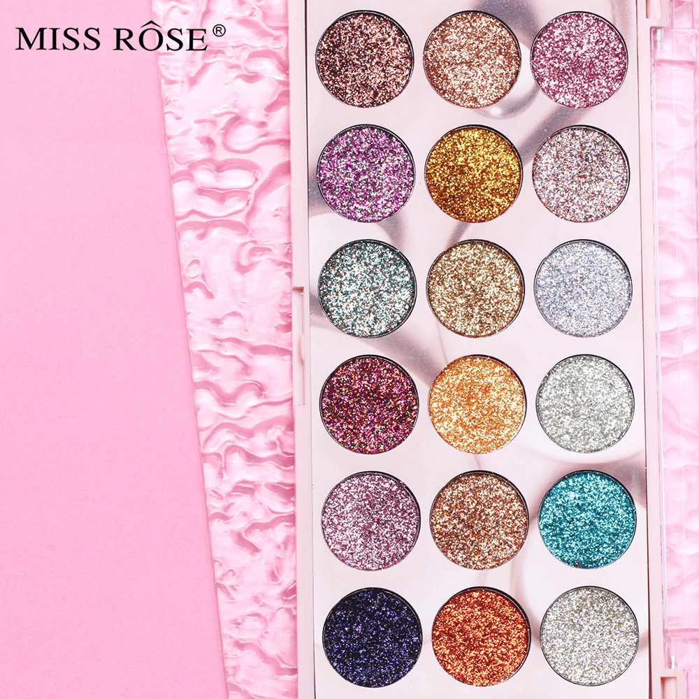 Miss Rose Shimmer Glitter Diamond Sequin Eye Shadow Powder Palette Waterproof Long Lasting Pigmented Makeup Sets