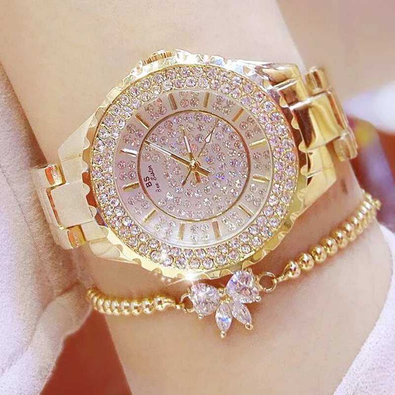 New Alloy Band Wristwatch Gift Set Girls Luxury Diamond Quartz Watches Reloj Mujer Bracelet Set Diamond Steel Gift