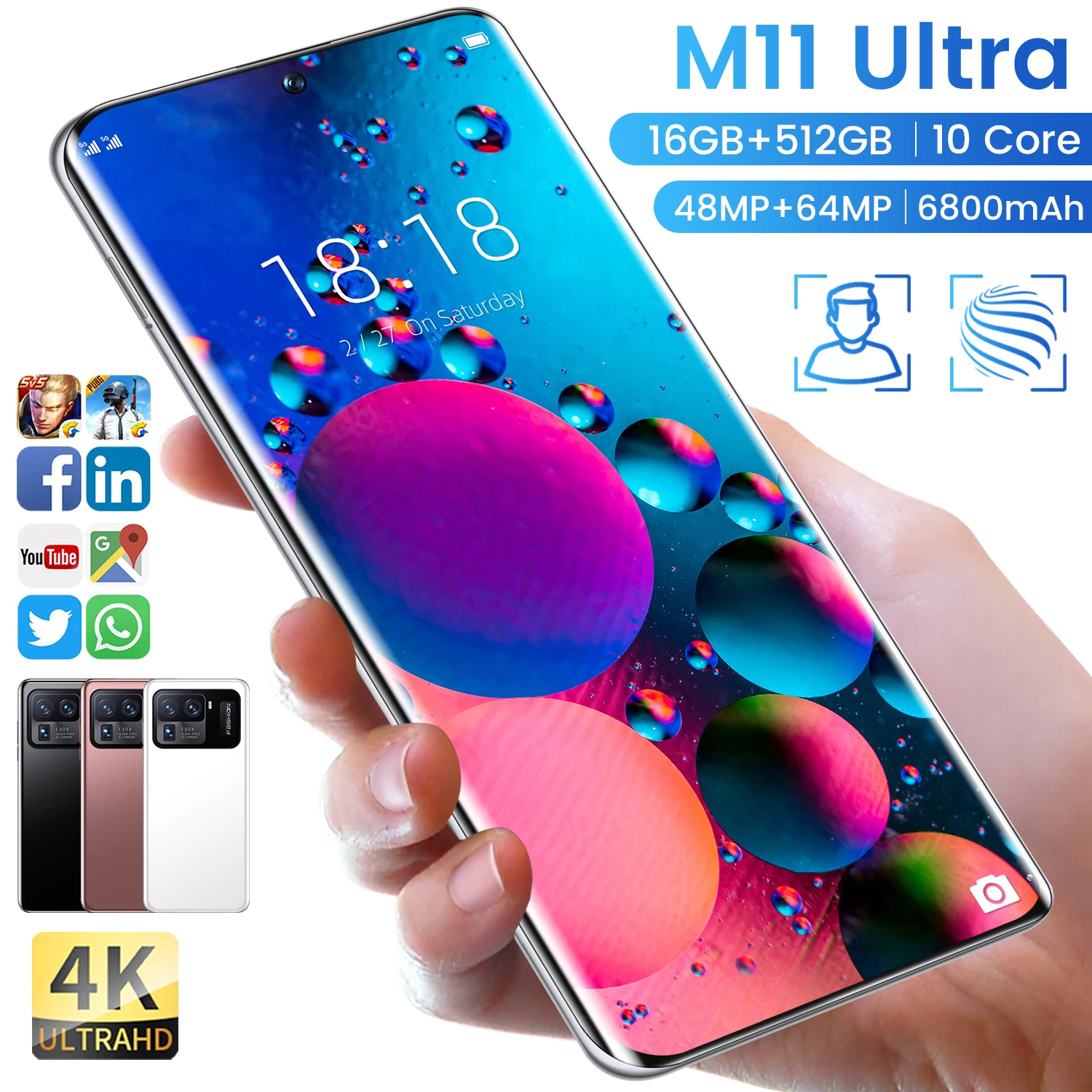  Новое поступление сотовый телефон incell M11 Ultra 16 ГБ + 512 3G 4G 5G мобильные телефоны с GPS недорогой Оригинальный разблокированный смартфон