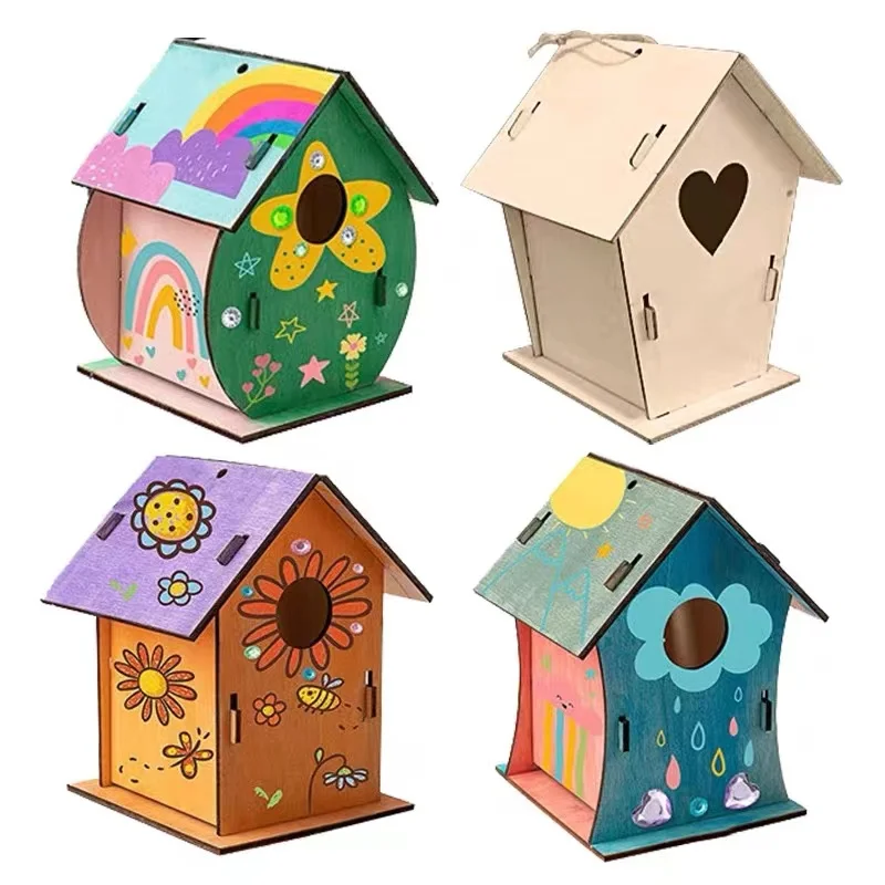 hot sale Wood Bird nest DIY bird house antiques bird breeding cages