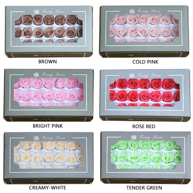 
China Factory Supply Wholesale 2-3 Cm Everlasting Flower Head Preserved Roses 