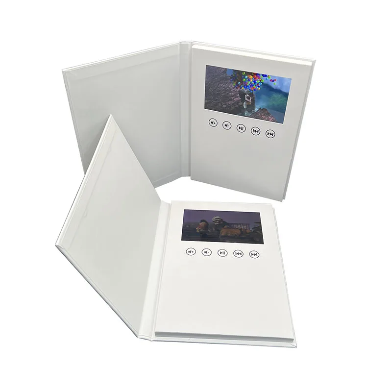 customized A4 size  hardcover paper 7 inch LCD video brochure 10.1 inch hd ips tft white video brochure blank video book