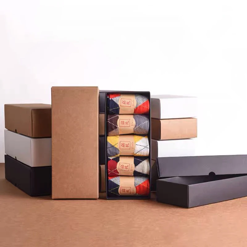 High quality printed custom prime branded packing sock packaging , folded printing 350g kraft paper boxes with lid