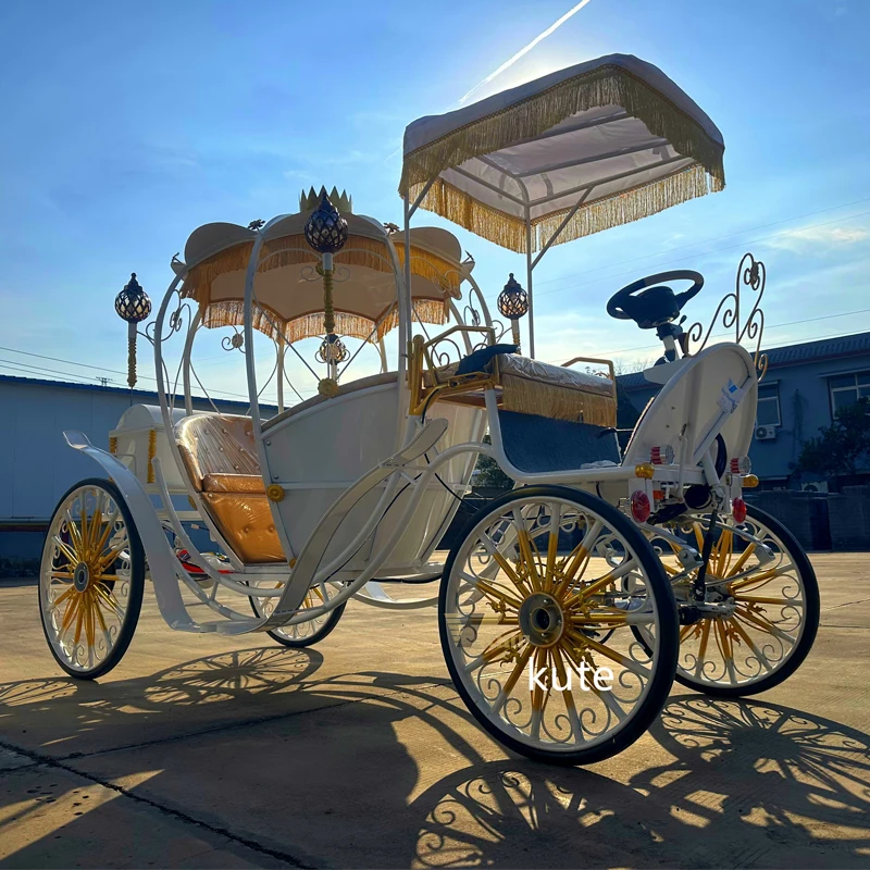 Premium Wedding carriage for prom Cinderella pumpkin horse-drawn carriage for Princess Latest electric horseless Carriage