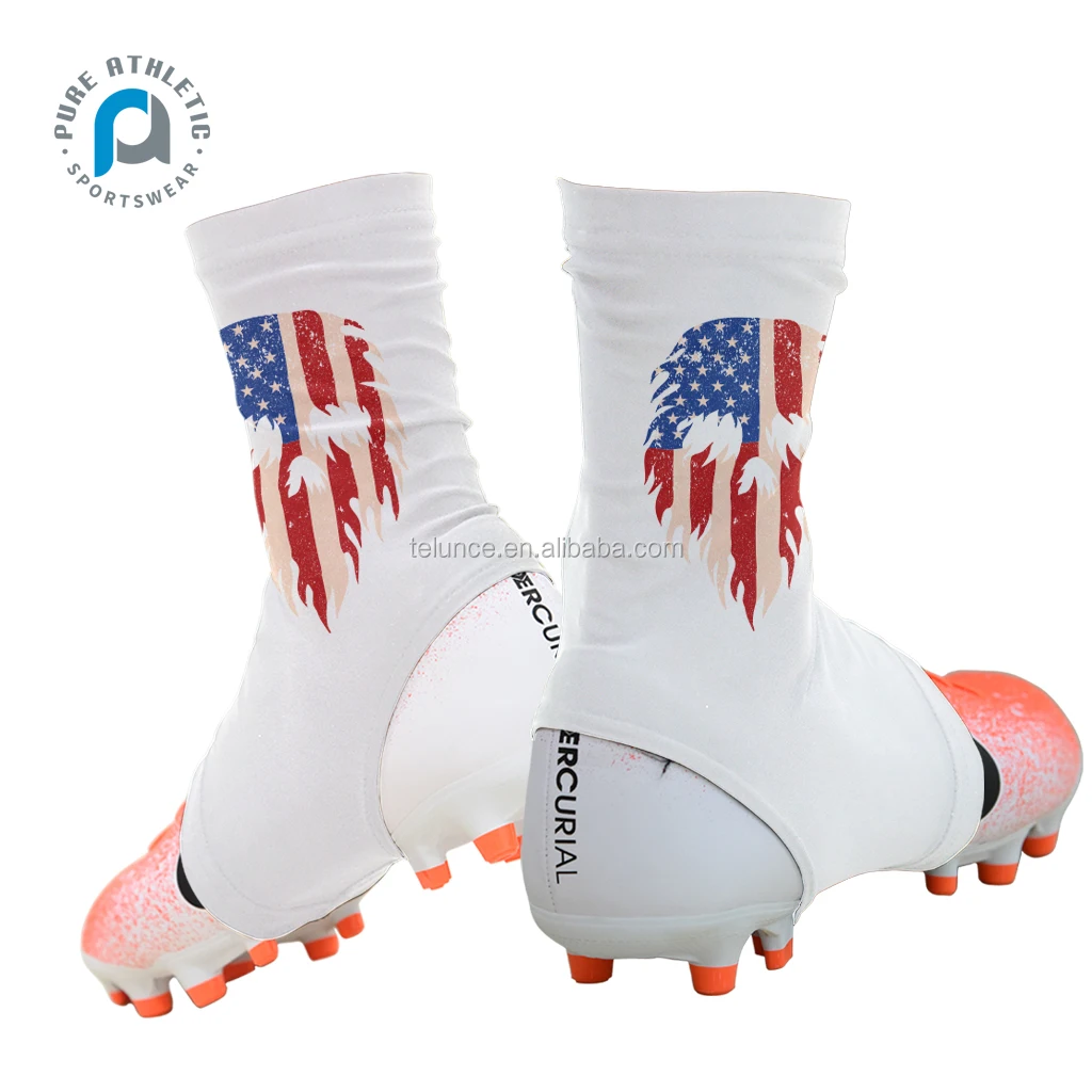 Pure wholesale customized blank plain solid white cleat covers football spats shoes covers