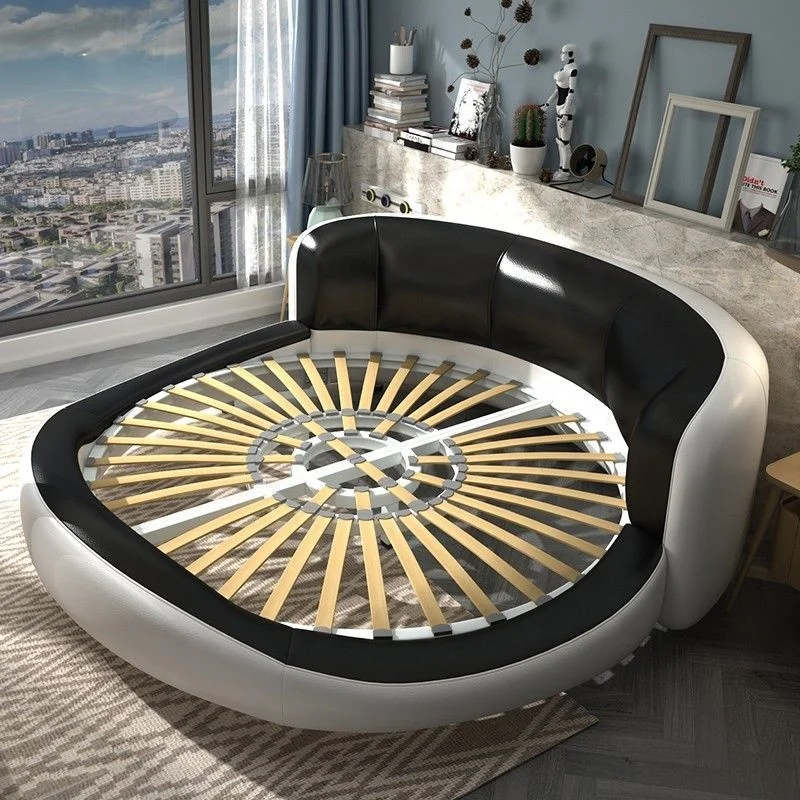 Hotel Luxury Round Double Bedroom Furniture Solid Wood King Bed