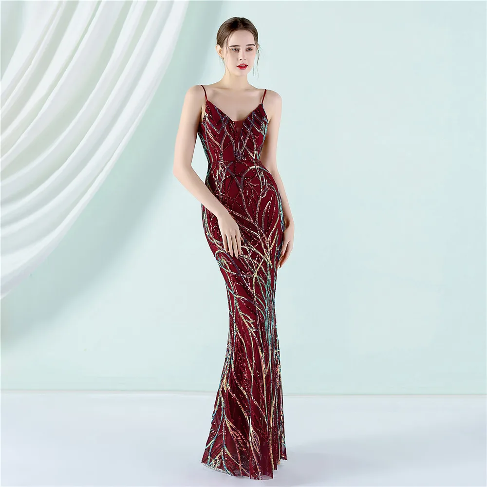 18930# 2022 Sexy Trumpet Mermaid Beading New Fashion Strappy fish tail dress ceremonial evening dress
