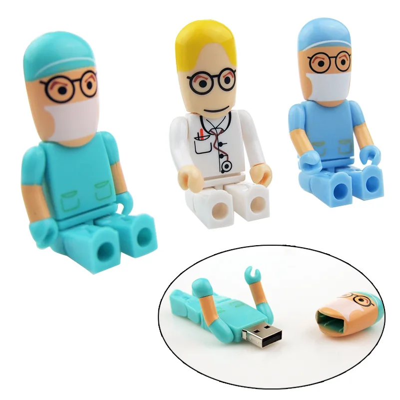 Promotional gift  ABS Plastic Cartoon character Medical doctor nurse shape Memory Stick Pendrive 32gb flashdrive usb flash drive