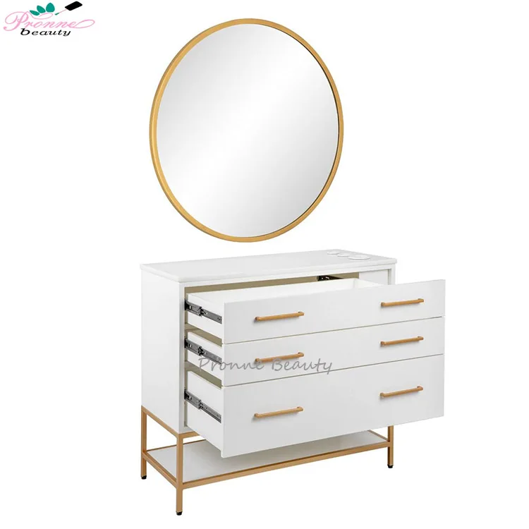 modern design hair salon equipment barber shop dressing pink&gold  hair salon mirror and chair sets