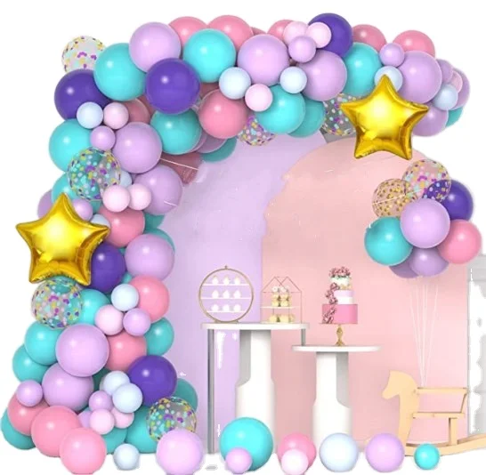 Unicorn balloon garland set star pink purple blue green confetti balloon birthday wedding party decoration