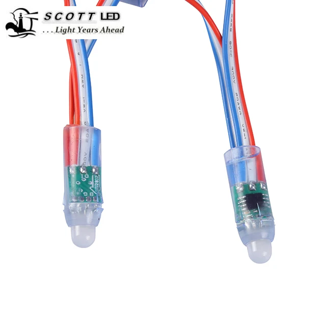 18awg DC12V WS2811 Светодиодный пиксельный узел, класс IP68, цветной провод, круглая форма