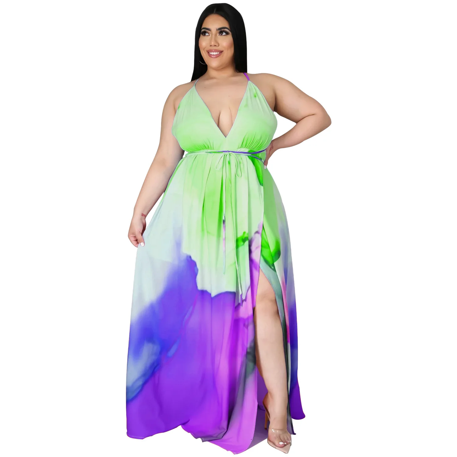 Bandage Dresses for Women Premium Exquisite Summer Plus Size Fashionable Strappy Strapless Backless Split Empire Swing Dress