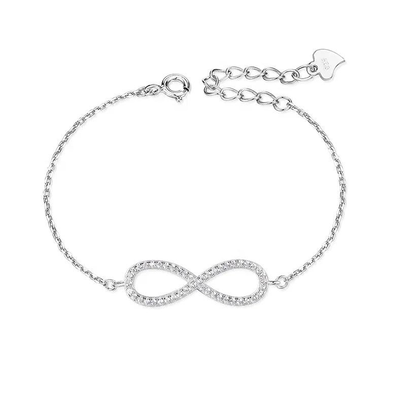 Online Wholesale Shop infinity Charm Sterling Silver Chain 925 Bracelet