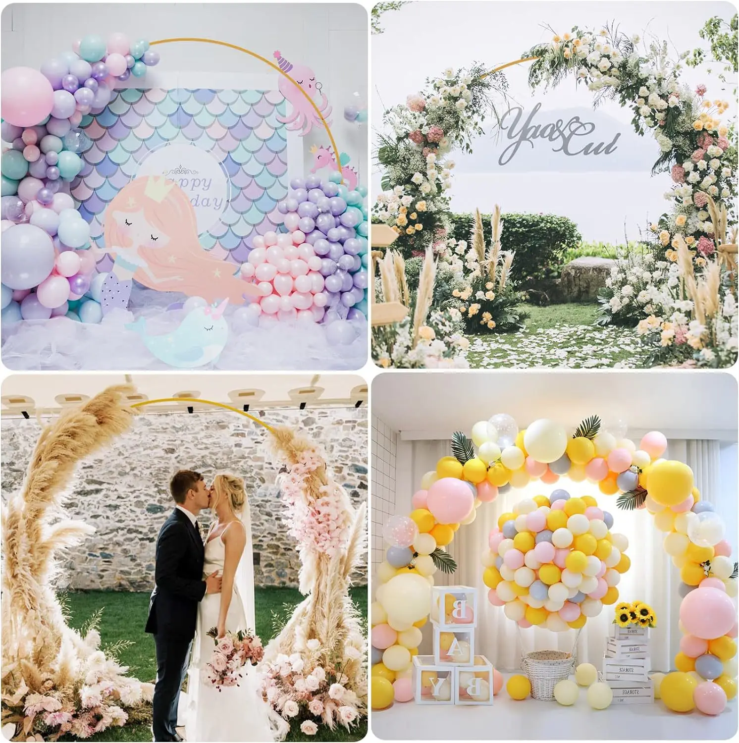 Half Moon Wedding Arch Flower Decor Blue Hydrangea Flower Arch