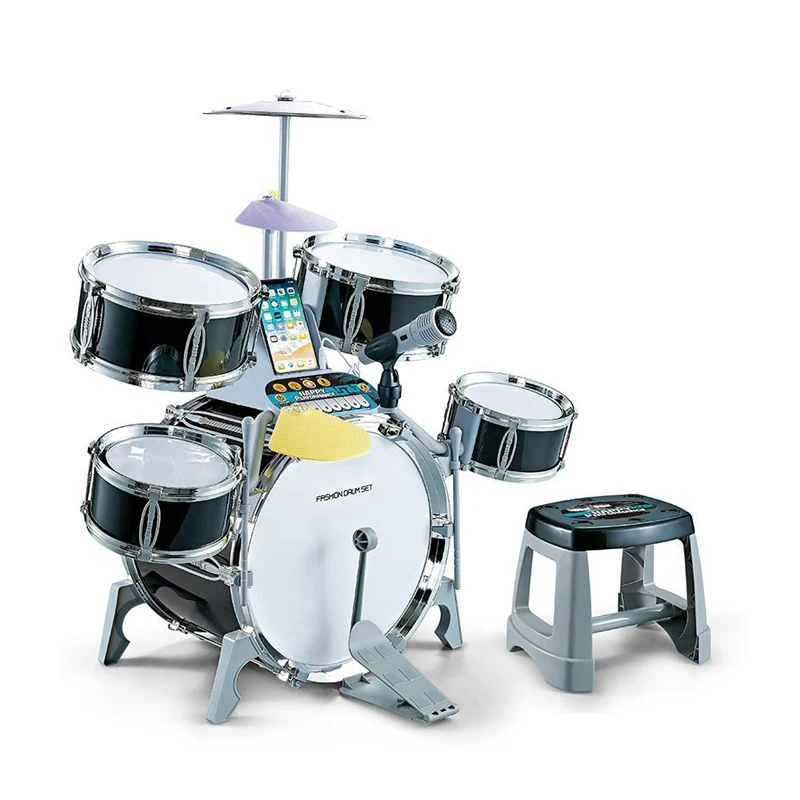 Musical instruments training electric baby kids jazz drum set toy with chair light music