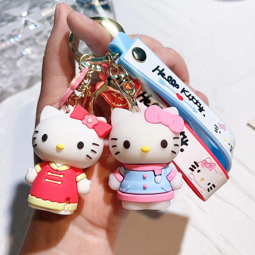 Новинка стильный классический аниме-мультяшный Sanrio Hello kitty 3D брелок для ключей подарок подростков рюкзак кукла с орнаментом