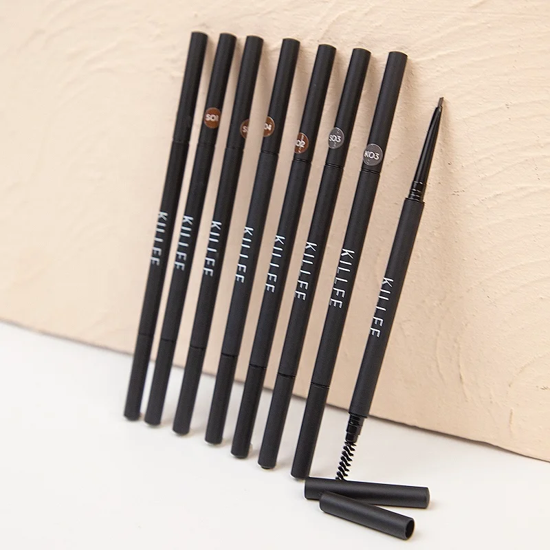 Custom Logo Eye Brow Pen Double Head Automatic 4 Colors Natural Vegan Waterproof Private Label Slim Eyebrow Pencil