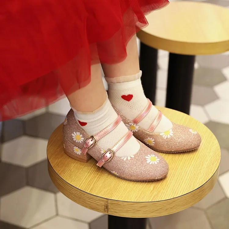 
Spring new low-heeled small leather shoes children princess shoes small daisy fashion European and American wholesale 