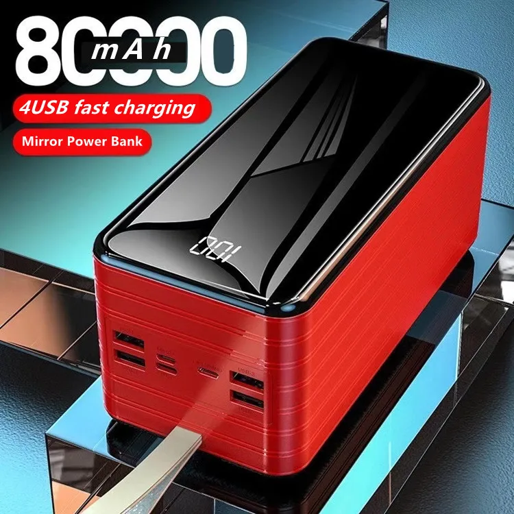 80000 mah power banks high quality luxury power bank 80000mah fast charging four usb powerbank Lowest price wholesale