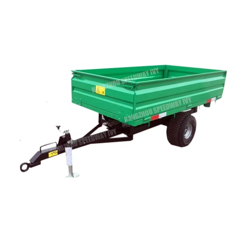 Optional Size Farm Equipment Tractor Hydraulic Tipper Trailer Agriculture Dump 2T Two Wheel Tipping Trailer