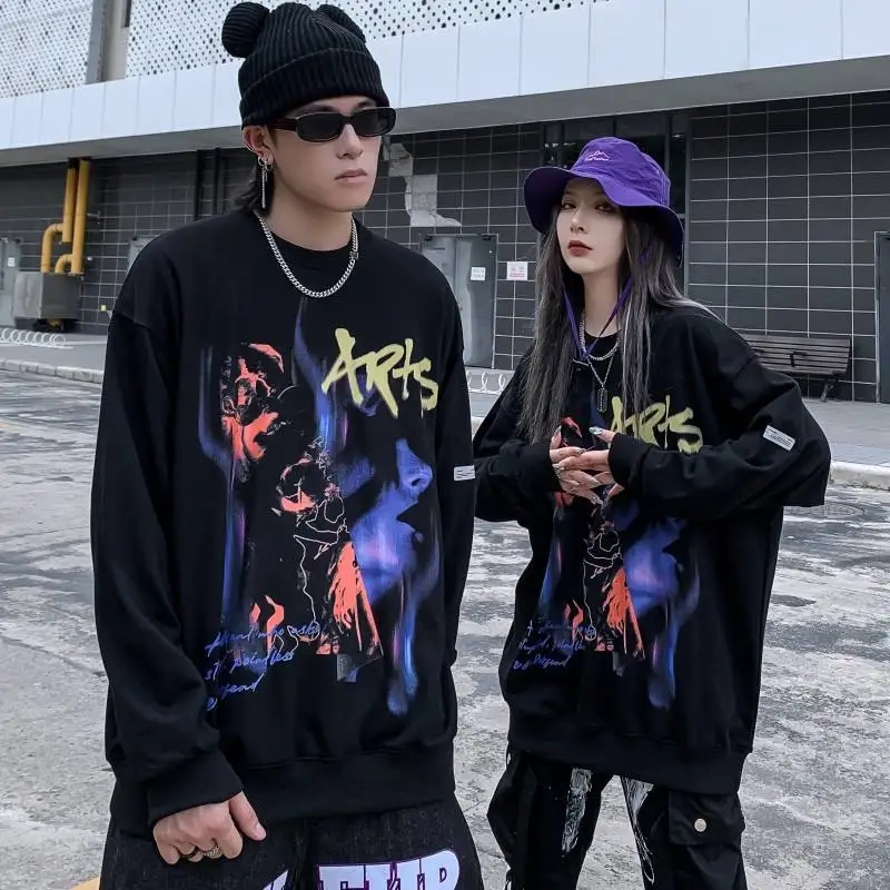 Wholesale 2023 Loose Round Neck Sweatshirts Street fashion Unisex Sports Casual Long-sleeved Bottoming Shirts