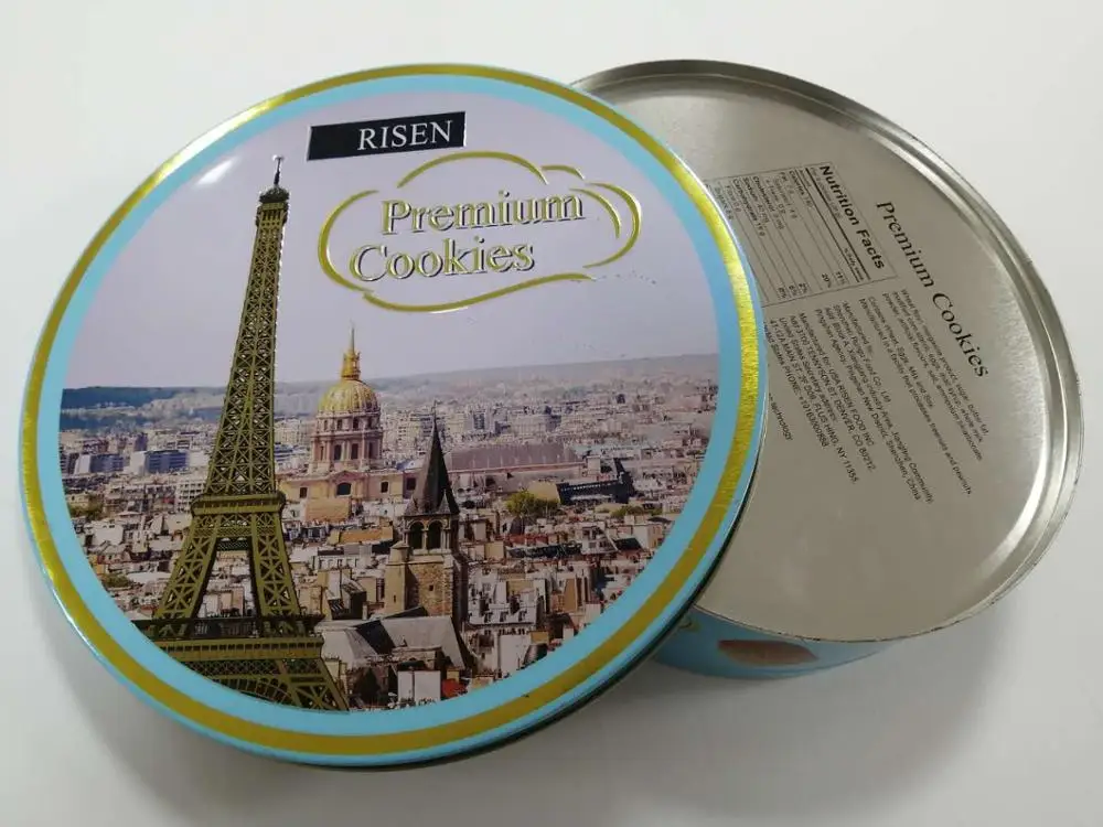 
High quality round shaped tin metal boxes for biscuit cookies 