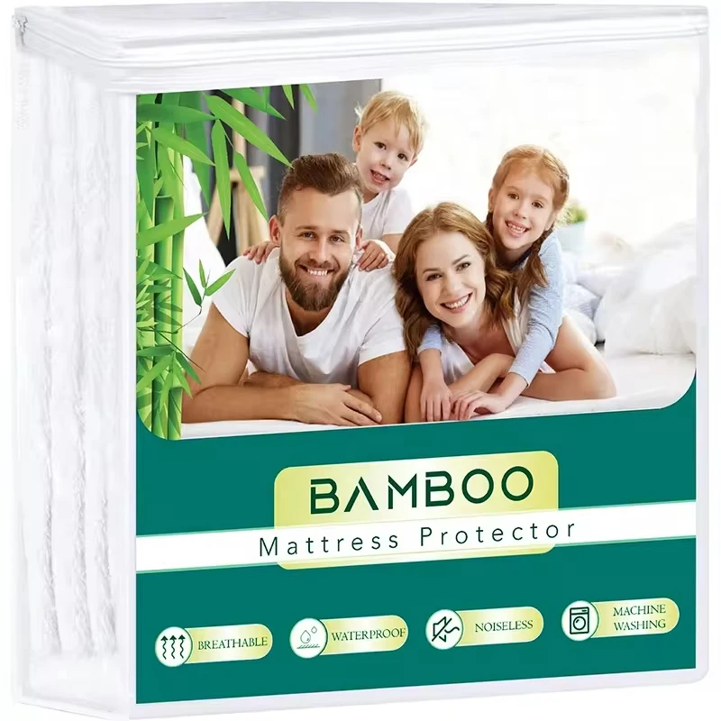 Custom protector de colchon washable noiseless anti slip cotton terry towel water proof waterproof bed mattress cover protector