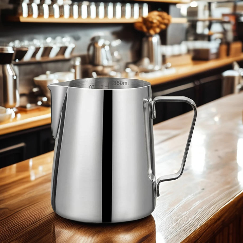 steel stainless glass for spouted with frothing water set handle 350ml 304 metal milk 5oz stainless steel milk frothing pitcher