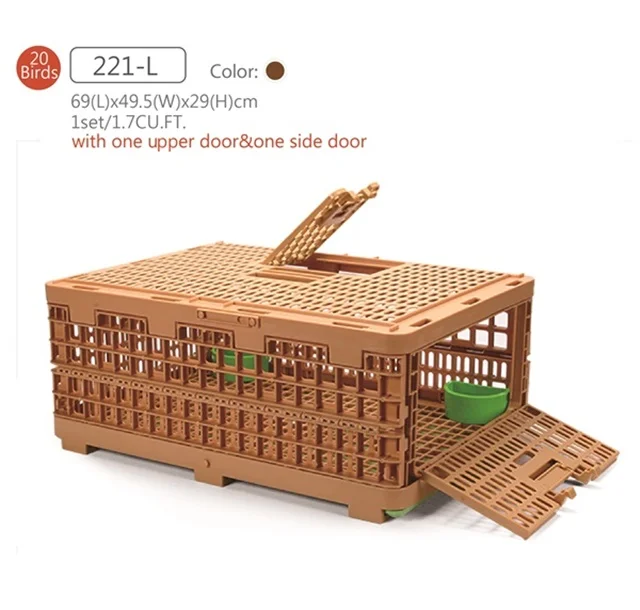221-L High Quality Plastic Basket With One Upper Door And One Side Door Pigeon Cage Design Travel Carrier For Small Birds