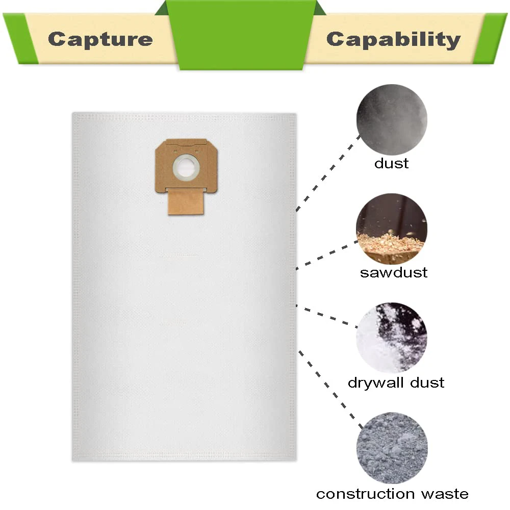 Replacement For Bosch Bags Vb140f Fleece Filter Bags Compatible With Bosch 14 Gallon Dust Extractors Vac140 6 Pack