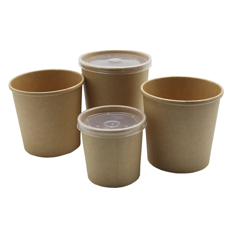 
High quality OEM ODM food storage kraft hot soup cups with lids 