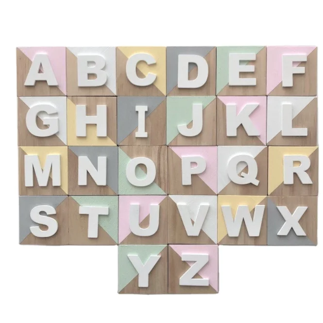 Nordic style home decor 26 english letters wooden blocks wooden cube for baby learning