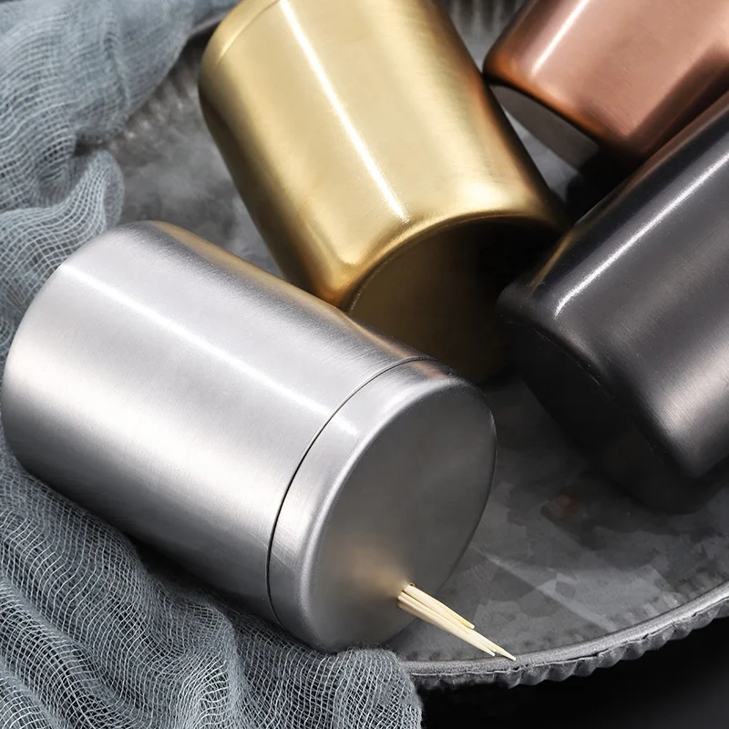 Stainless steel toothpick Box commercial home creative simple golden toothpick box bucket jar