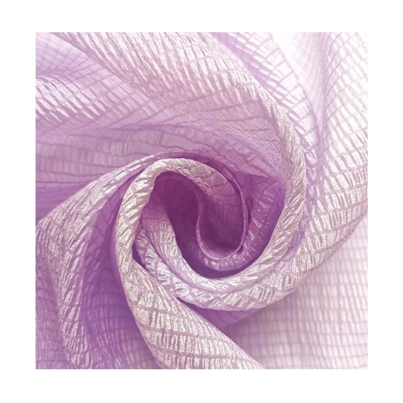 Factory Custom RPET Crepe Sheer Organza fabric Recycled Dress Fabric